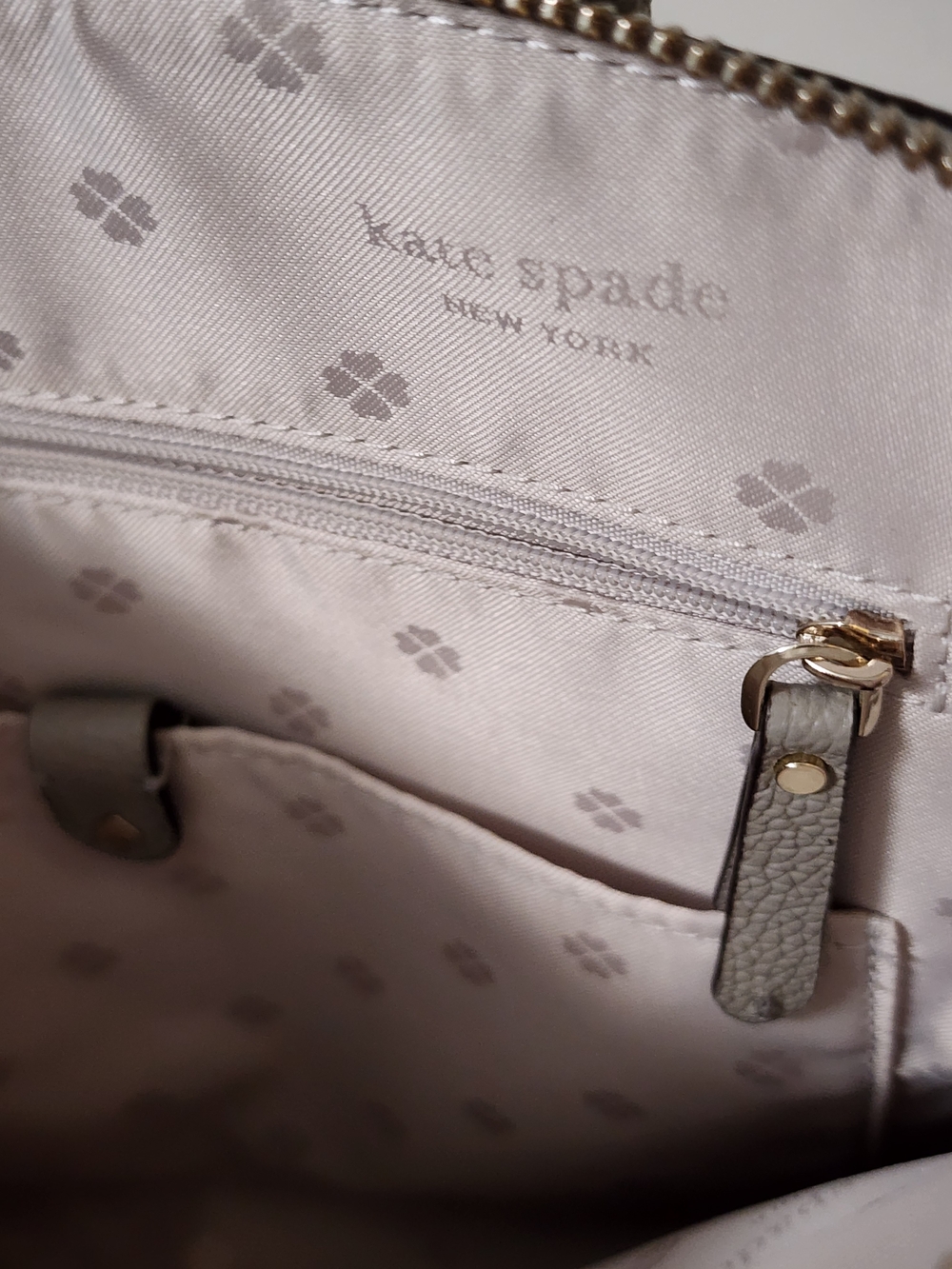 Kate Spade Pebbled Leather Satchel Gray Structured Tote Gold Hardware Crossbody - Picture 6 of 14